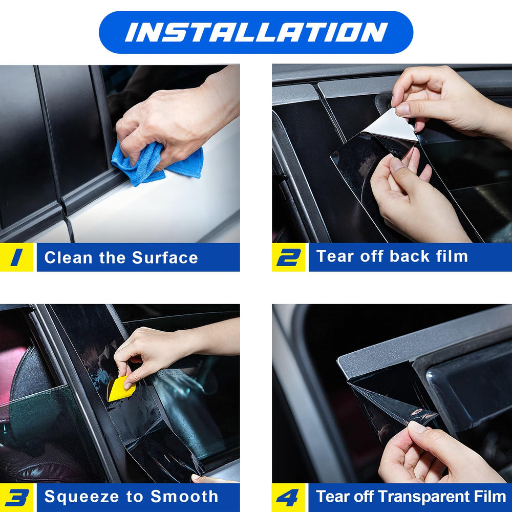 Spurtar yellow detailer squeegee helps smooth air pockets.