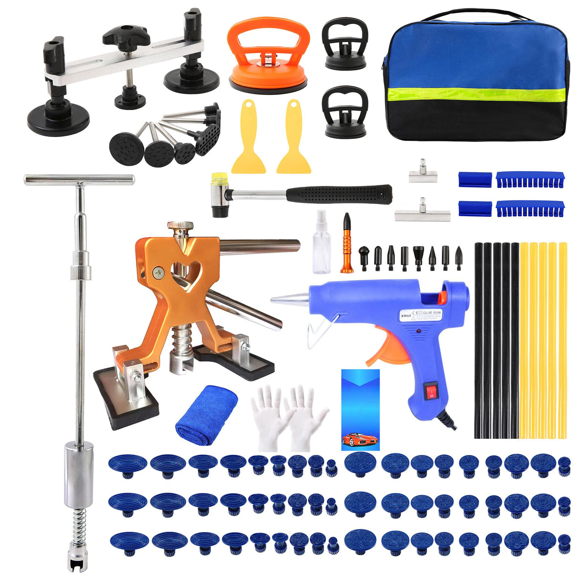 Srepat PDR kit for car dents with dent puller, preserves paint integrity