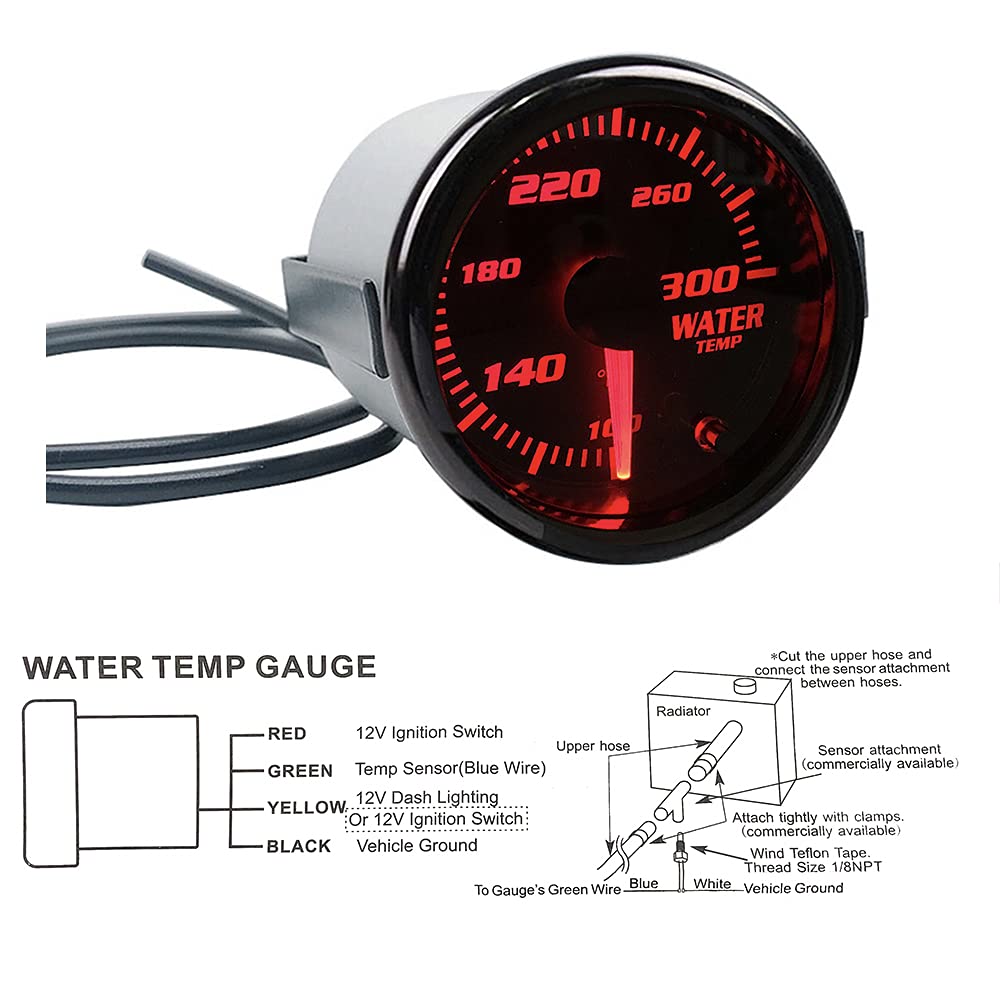 SREUOIL gauge showing blue LED against red needle night visibility