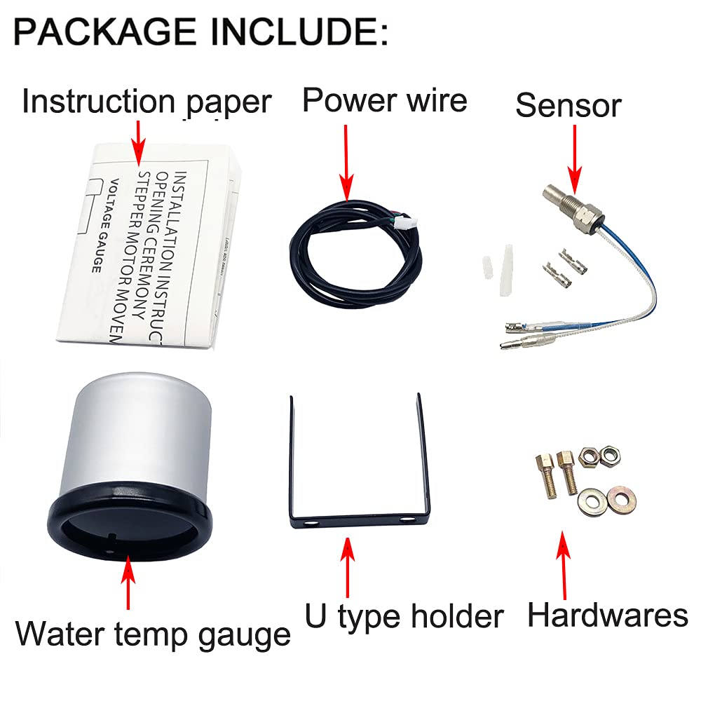 SREUOIL gauge comes with wiring harness and packaging contents