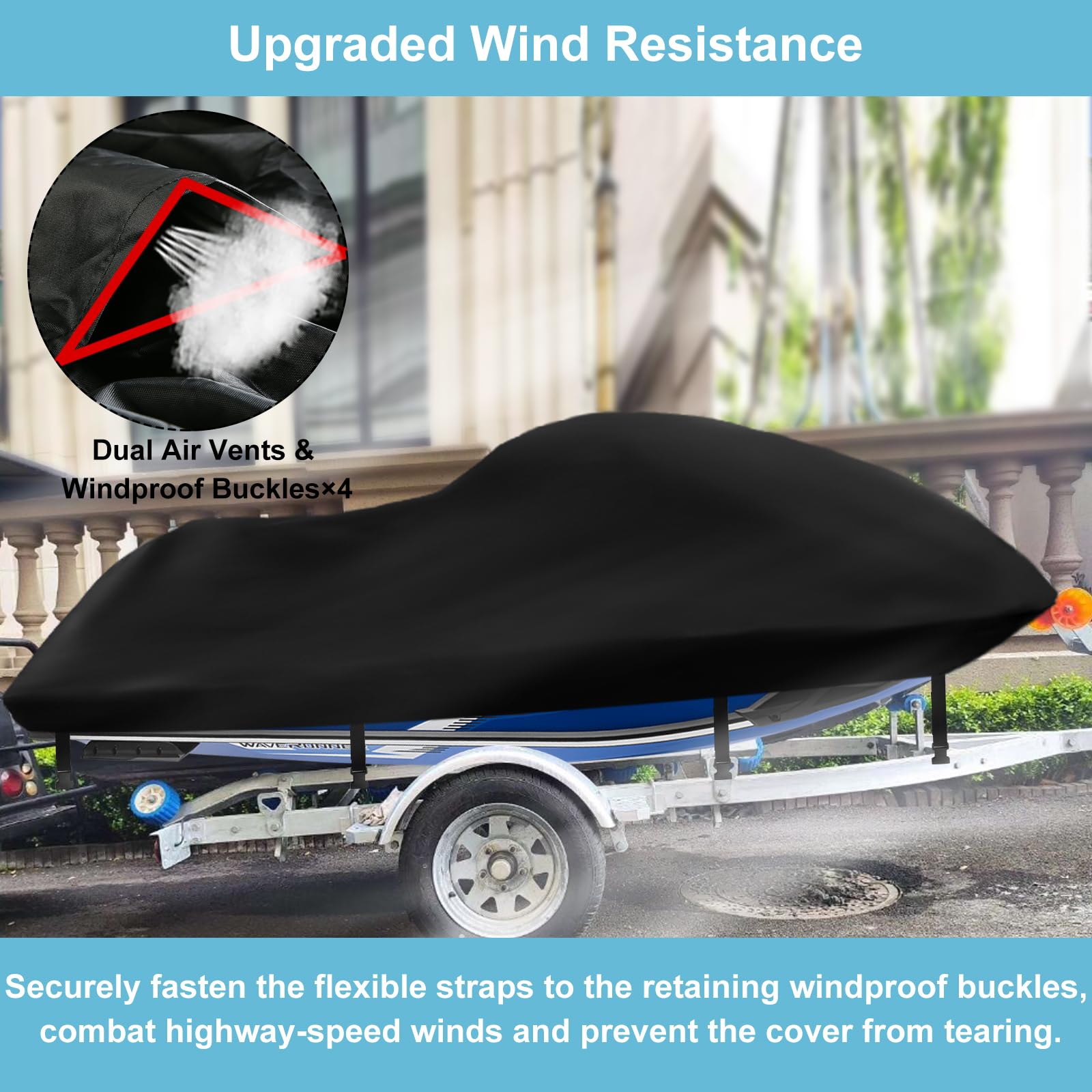 SRIMMIT elastic hem ensures a snug, wind-resistant fit around the hull