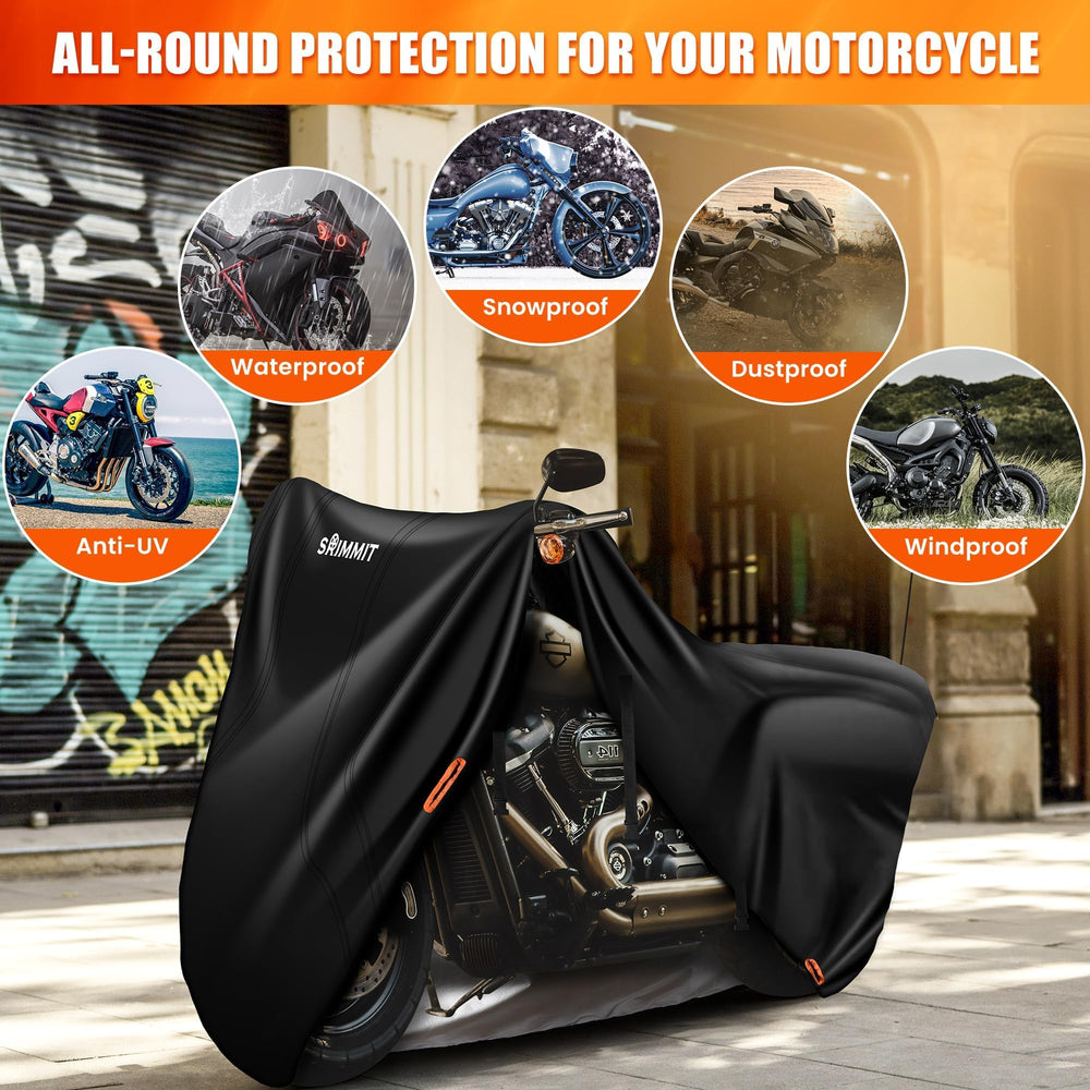 SRIMMIT motorcycle cover features five reflective strips for night visibility