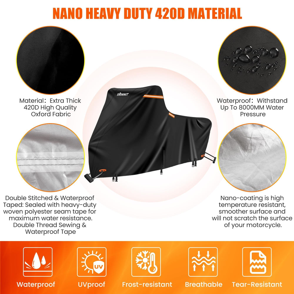 SRIMMIT motorcycle cover windproof buckles keep bike secure in storms