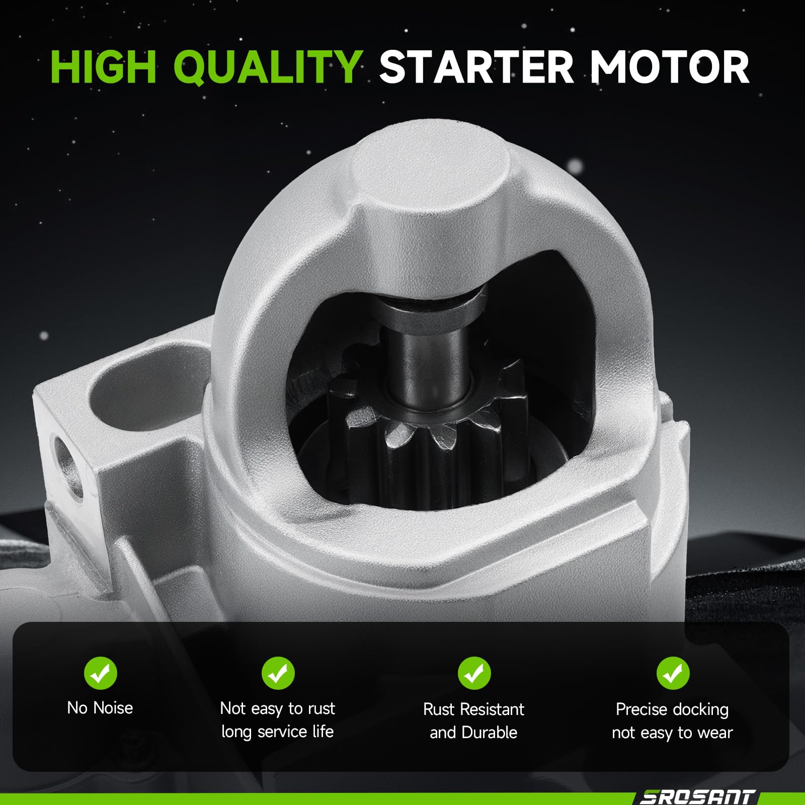 Srosant starter in engine bay for quick fit