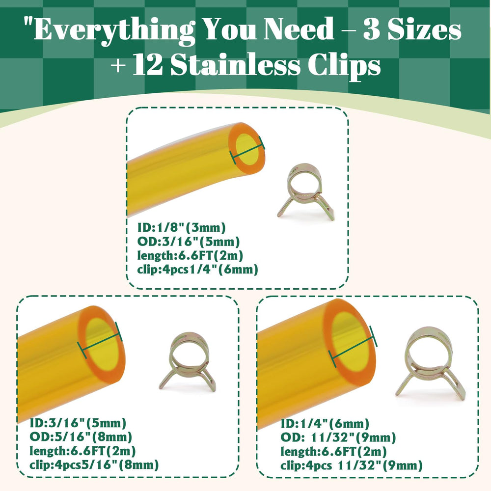 SSFOLPFEE premium TPU fuel line 5mm ID 8mm OD provides durable connections for gas and diesel.