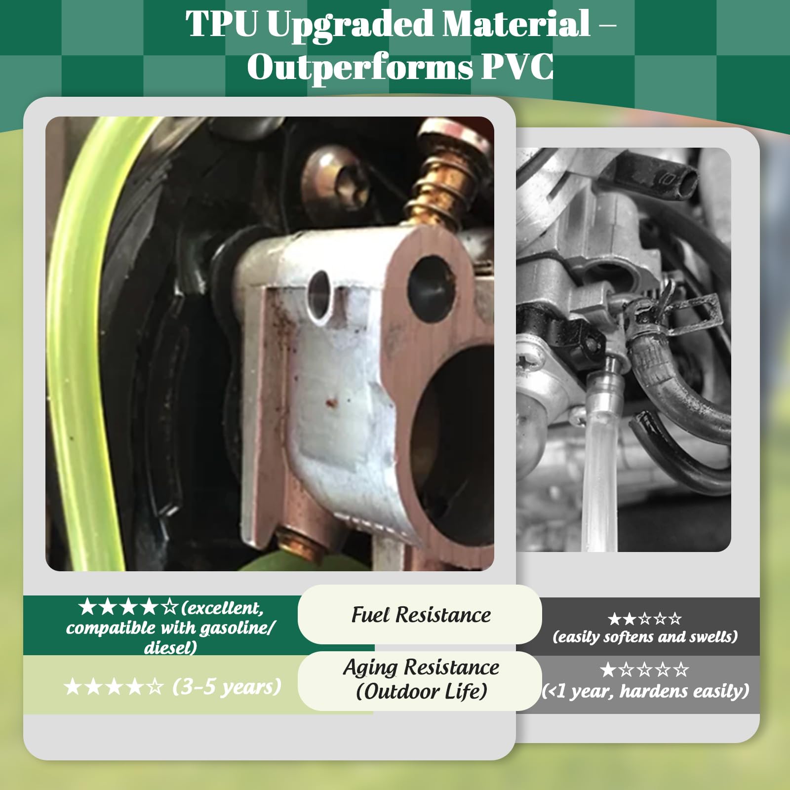 SSFOLPFEE premium TPU fuel line 6mm ID 9mm OD suits wider engine hoses with ease.