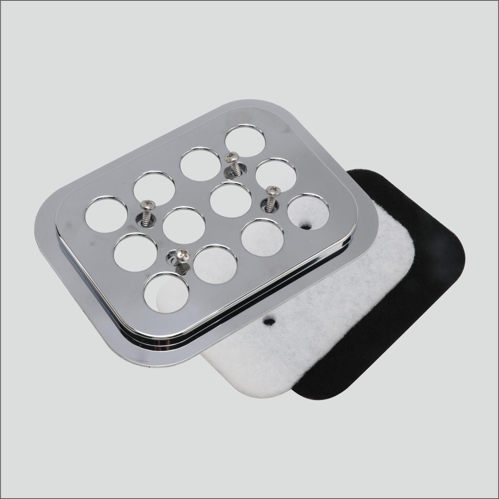 SsllZdq fresh filter chrome cab cover close-up, adding durable style and cleaner air for Kenworth cabs.