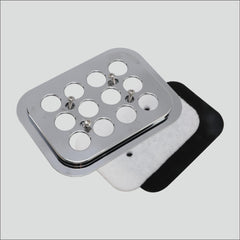 SsllZdq fresh filter chrome cab cover close-up, adding durable style and cleaner air for Kenworth cabs.