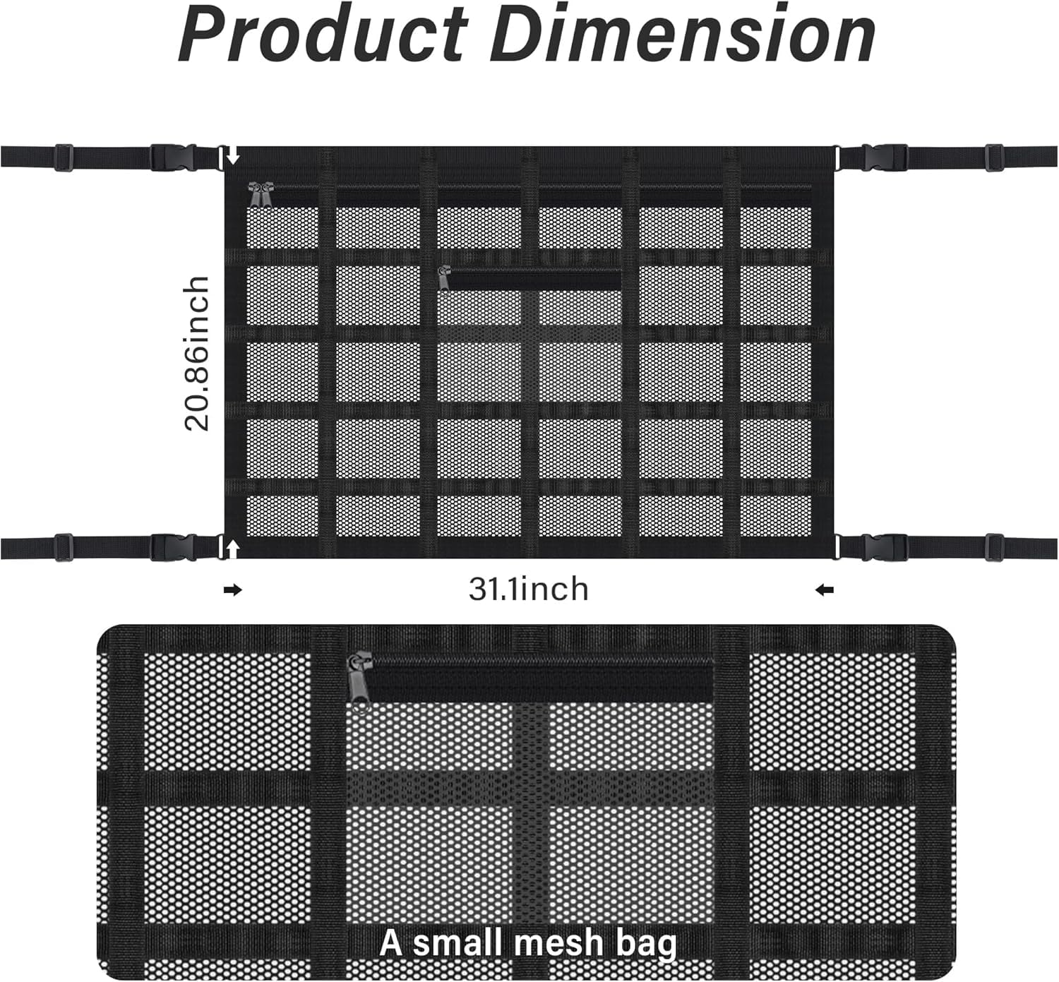 SSNNUU double-layer polyester mesh offers durable storage with clear item visibility.