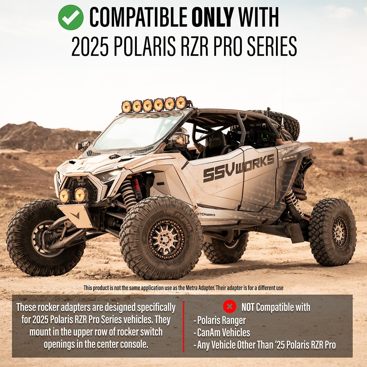 SSV Works 240-RZ6-RSA6 aligns with Polaris Pro dash, clean factory look