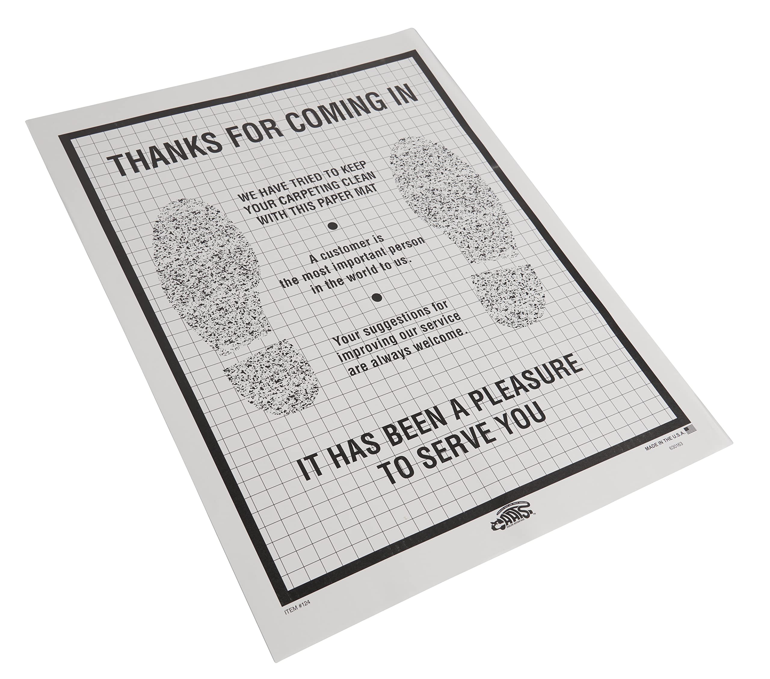 SSWBasics mats feature appreciative phrases for a professional customer experience.