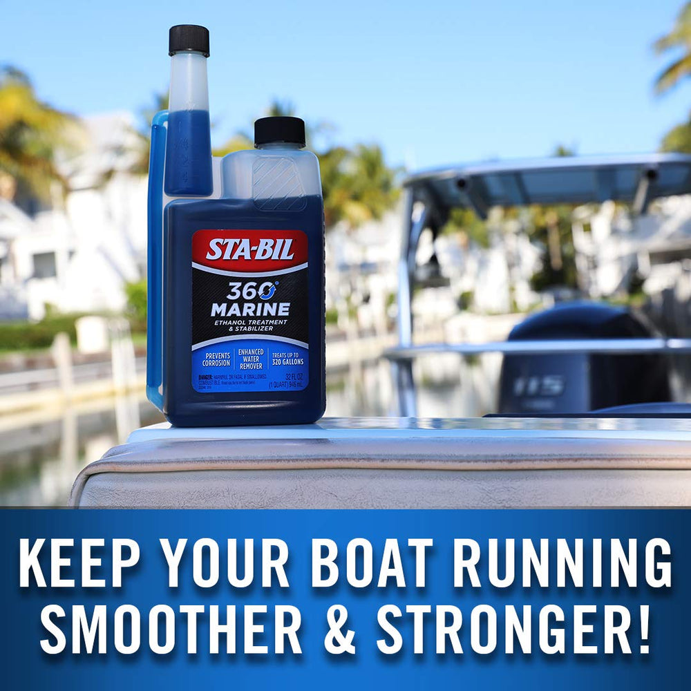 STA-BIL Marine Fuel System Treatment label showing in-season protection
