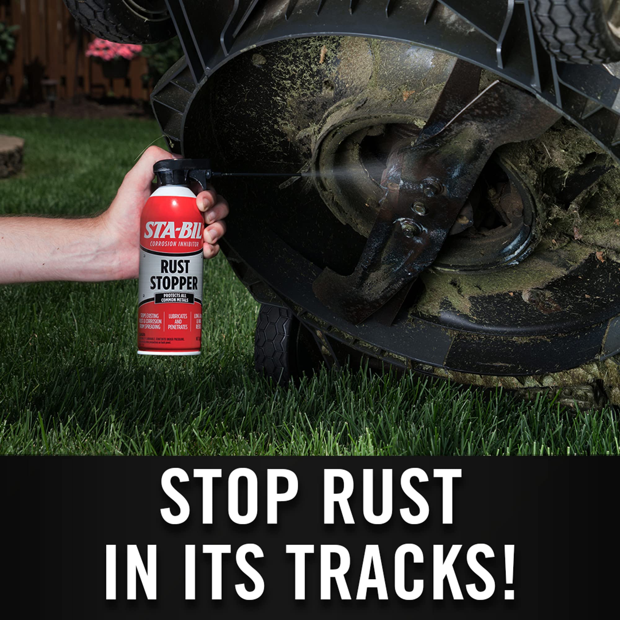 STA-BIL Rust Stopper coats car exterior for rust prevention.