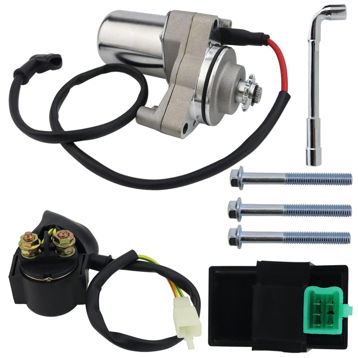 STABSOLI 3-bolt starter motor for ATVs and dirt bikes, reliable ignition help.