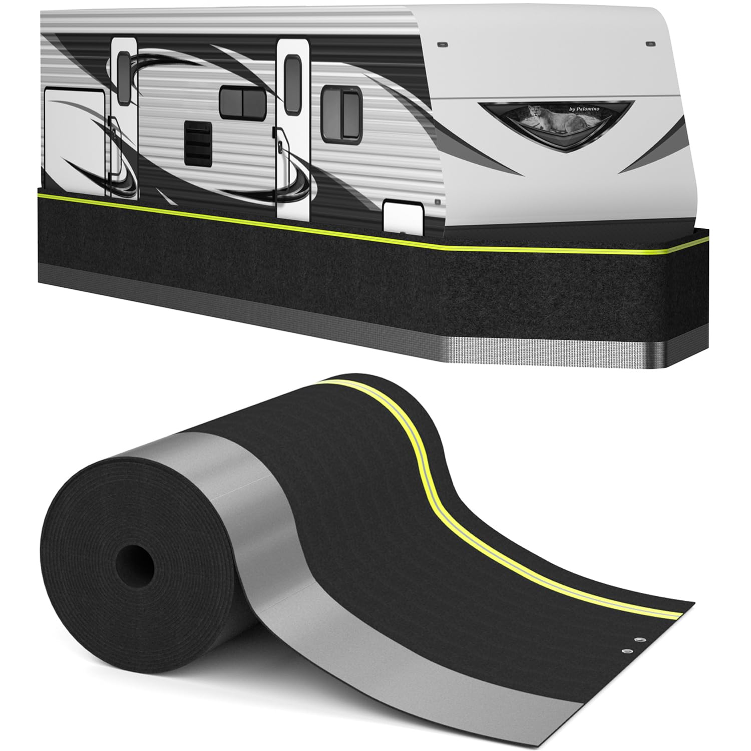 STABYLIS RV skirting top view showing 360° protection against wind and weather