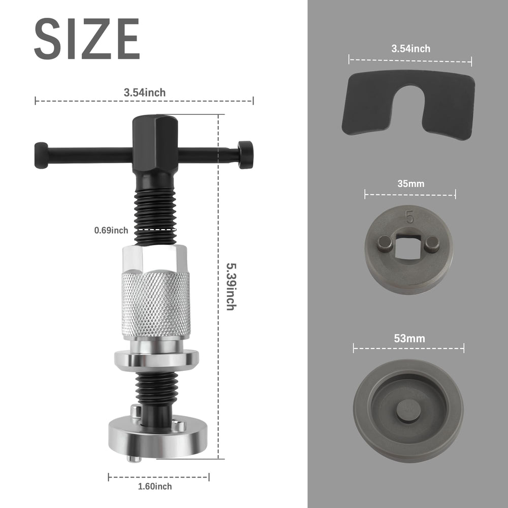 Stacool brake caliper tool set retaining plate supports caliper stability