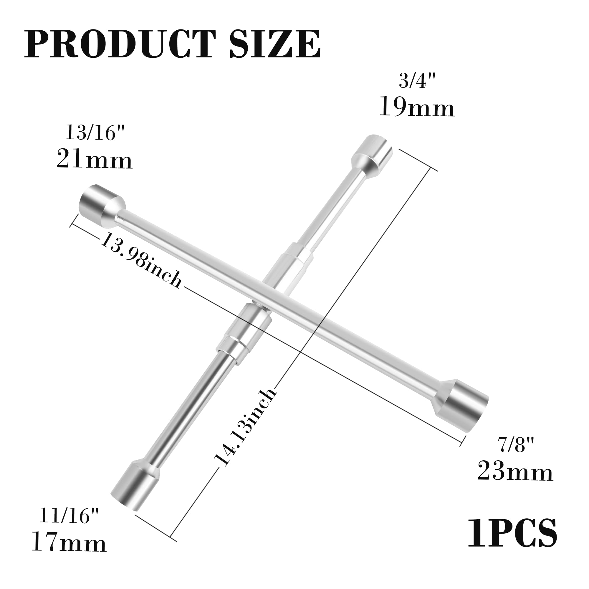 Stacool foldable 4-way lug wrench in 19mm for versatile wheel changes.