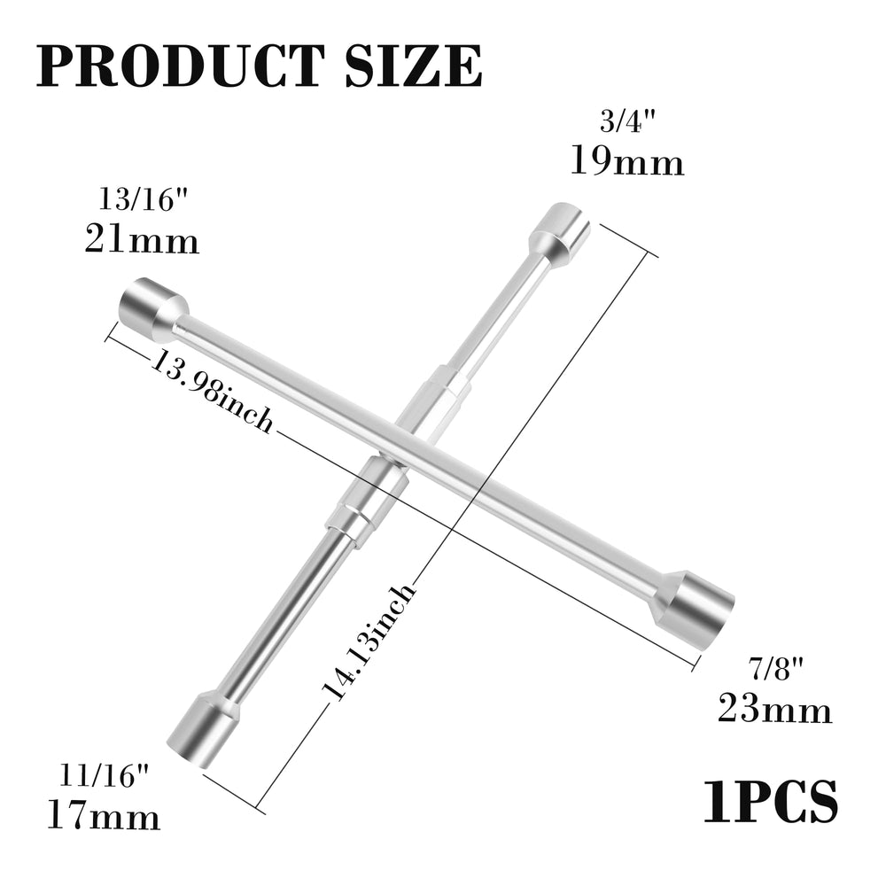 Stacool foldable 4-way lug wrench in 19mm for versatile wheel changes.