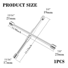 Stacool foldable 4-way lug wrench in 19mm for versatile wheel changes.