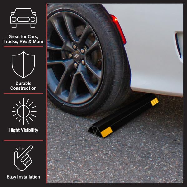 Stalwart parking stopper dimensions 17.5 by 3.7 by 1.8 inches for versatile placement.