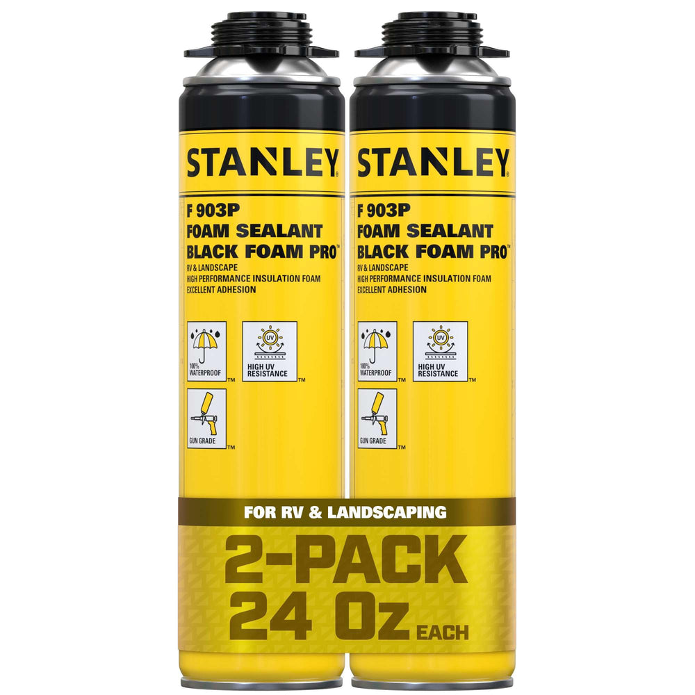 STANLEY F903P bottle front view with two 24 oz cans for outdoor sealing.