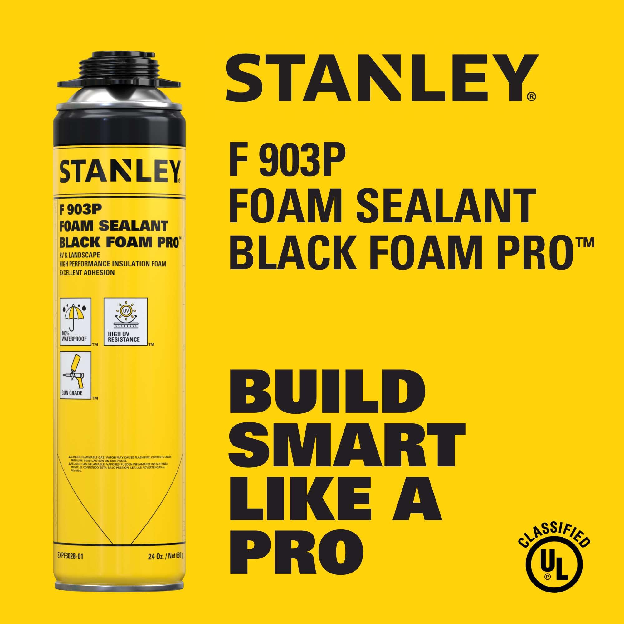 STANLEY F903P foam expands and cures rapidly for fast project completion