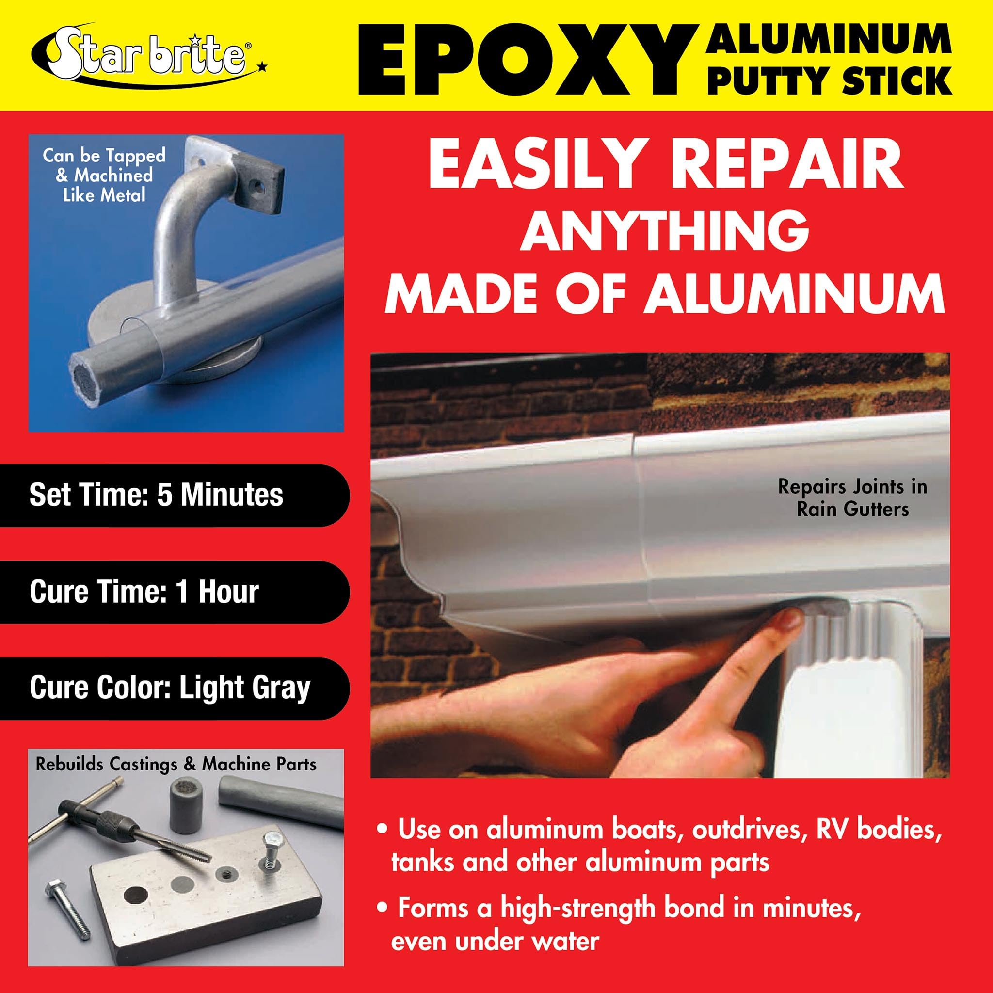 STAR BRITE aluminum-specific putty sticks to oxidized surfaces for strong bonds