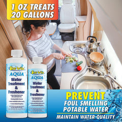 STAR BRITE Aqua Water Treatment & Freshener dispensing to refresh onboard water.