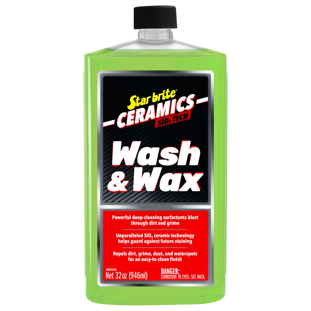 Star Brite Ceramic Wash & Wax Watermelon bottle pour shows easy mix for protection