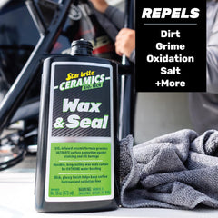 STAR BRITE Ceramics Wax & Seal on painted surface shows dirt repellency in action