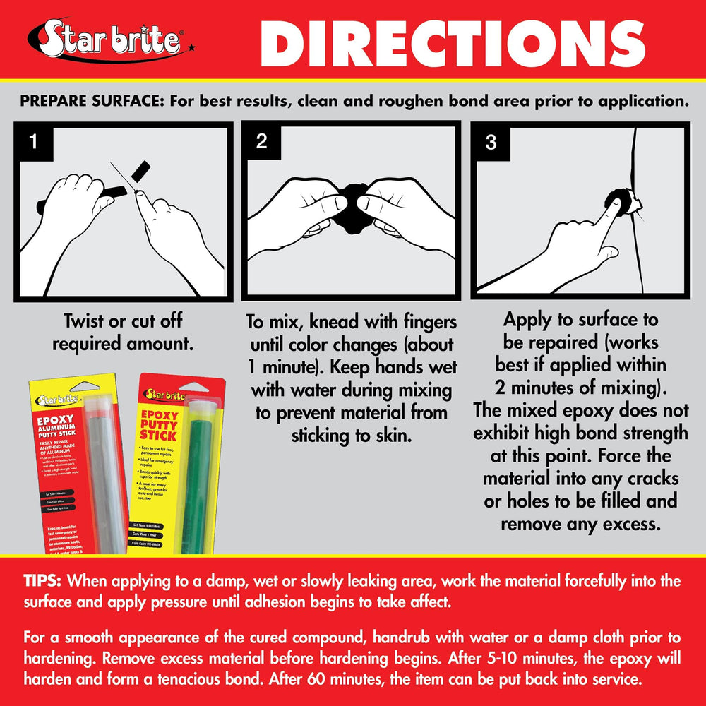 STAR BRITE compact epoxy putty kit for aluminum repairs on boats and RVs