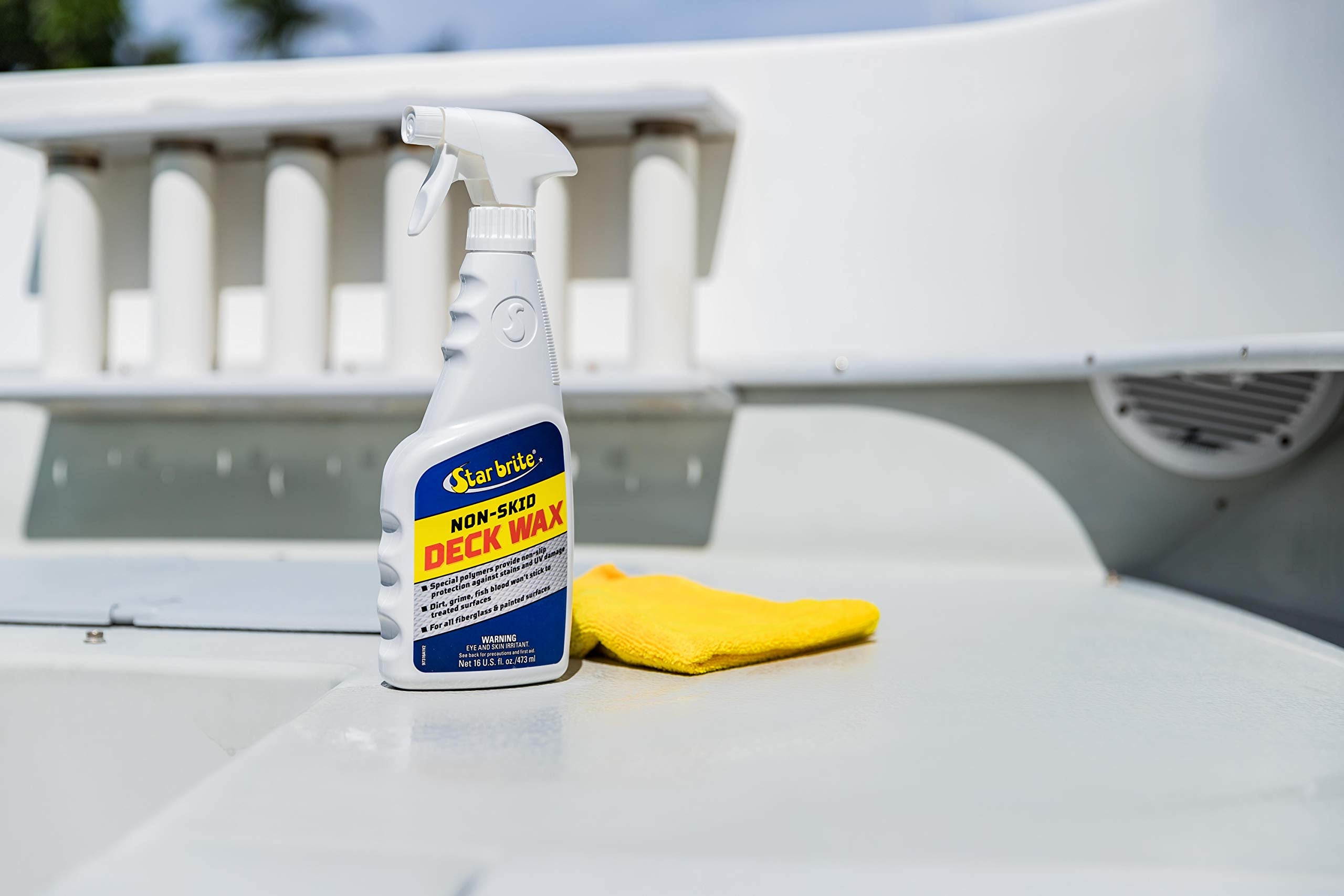 Star Brite Non-Skid Deck Wax preserves deck finish on painted or textured surfaces.
