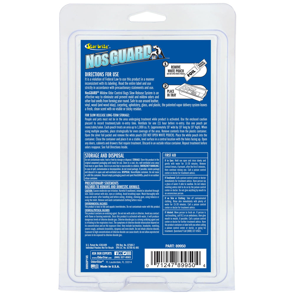 NOS-Guard bag placed in a tray treats storage areas with long-lasting odor control.