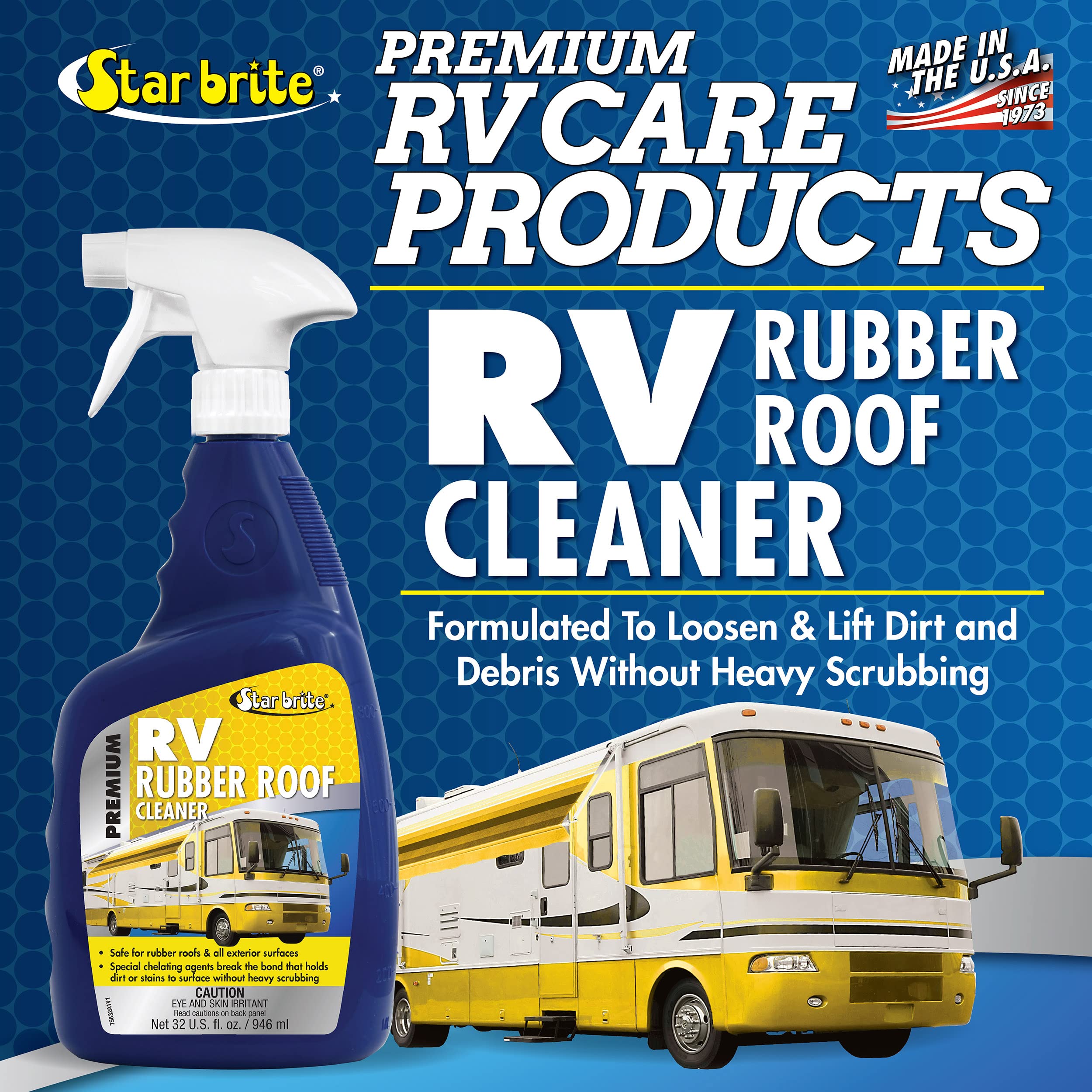 STAR BRITE Rubber Roof Cleaner brush action image showing safe, effective scrubbing
