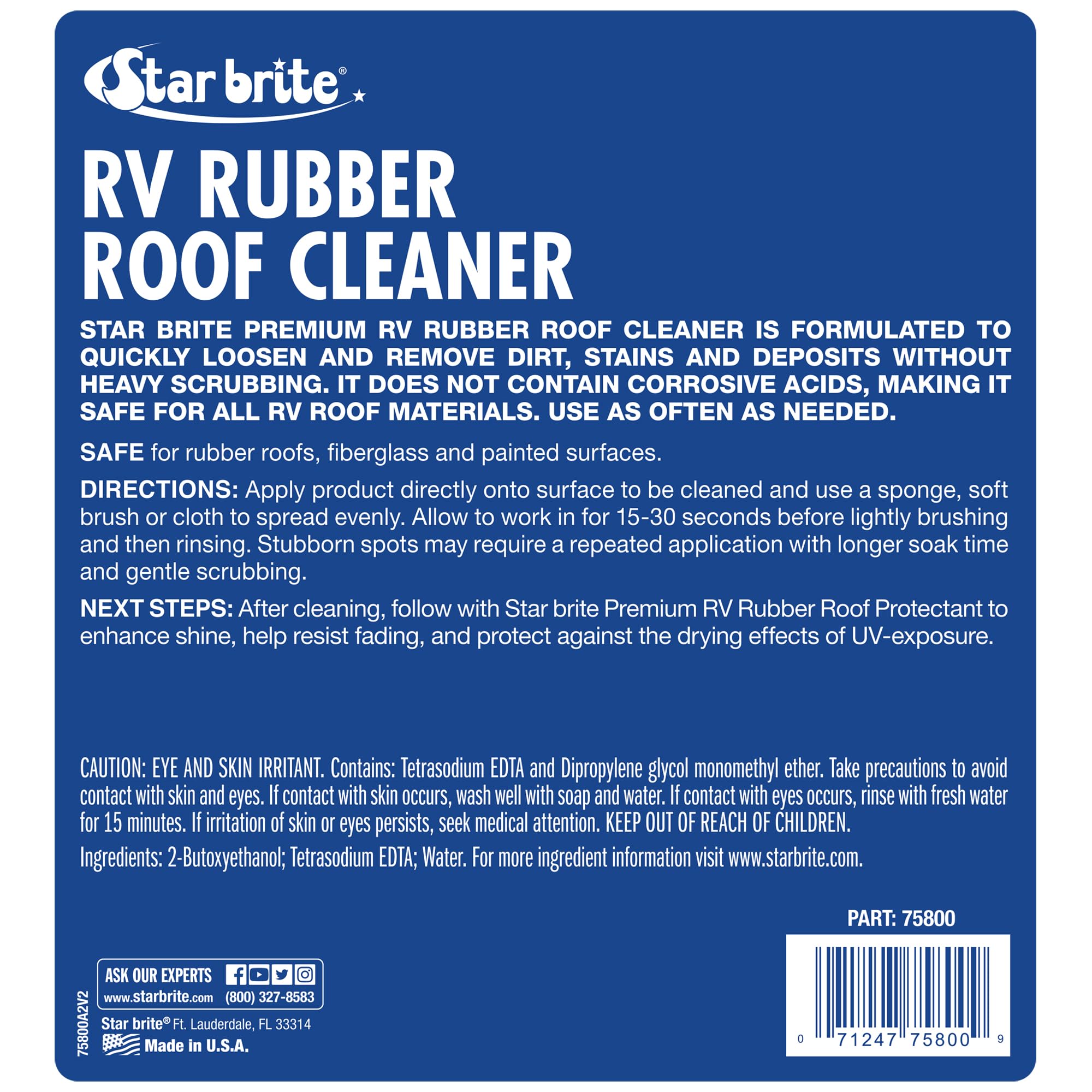 STAR BRITE Premium RV Roof Cleaner spray application demonstrates light brushing to lift grime