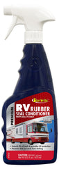 Star Brite Premium RV Rubber Seal Conditioner bottle applying UV protection to seals.