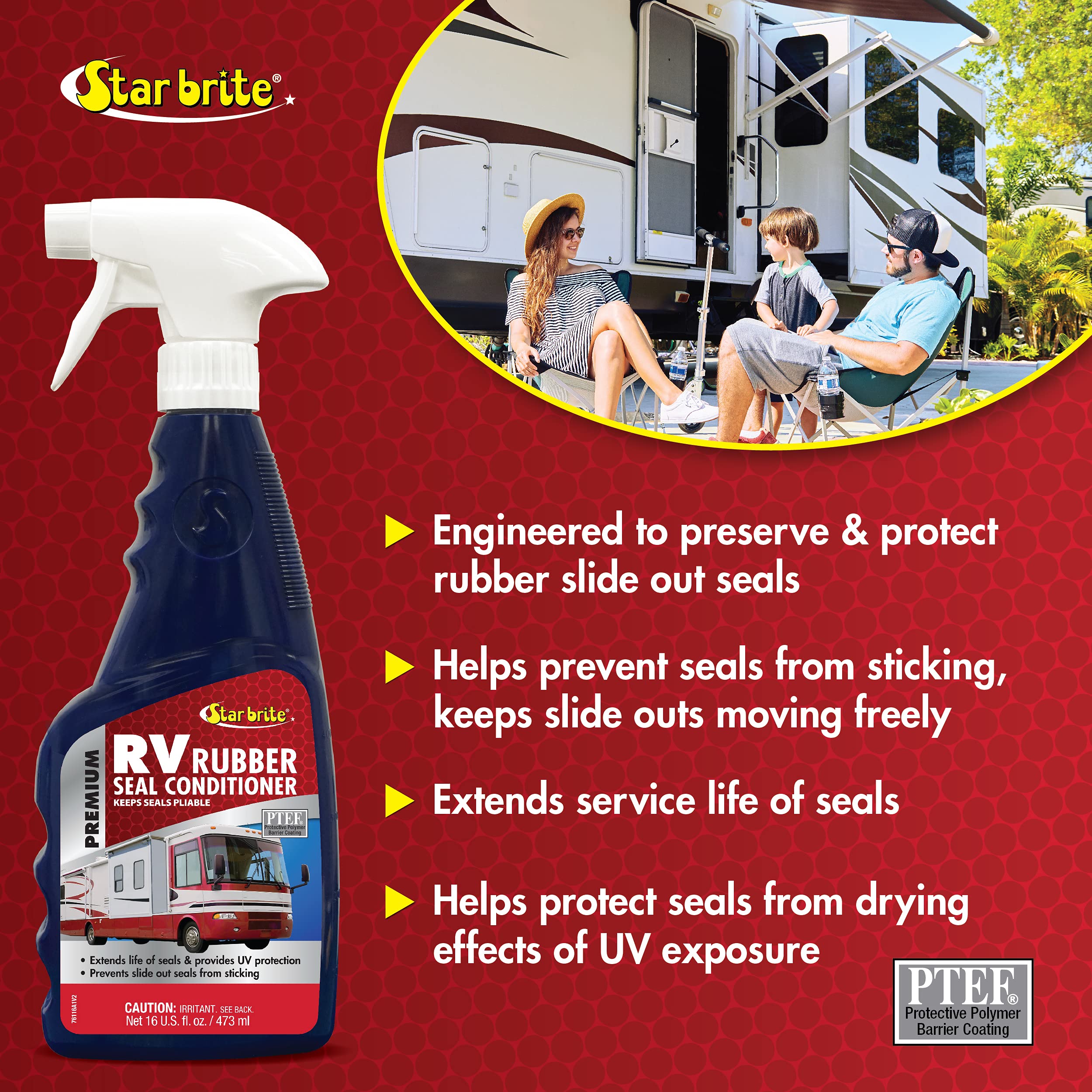 Star Brite Premium RV Rubber Seal Conditioner seal before and after showing improved pliability.