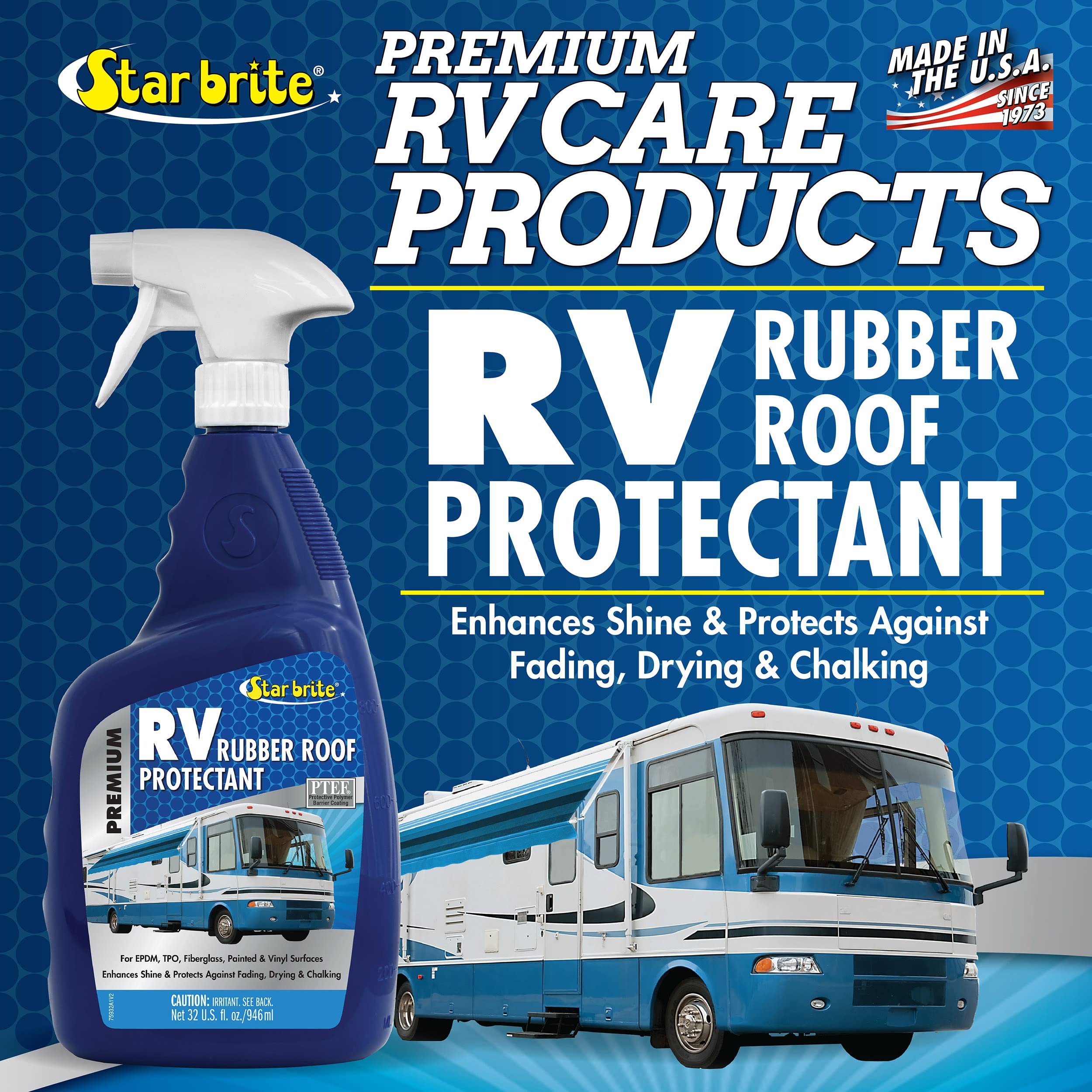 Star Brite Premium RV Rubber Roof Protectant applied on roof creating even protective layer