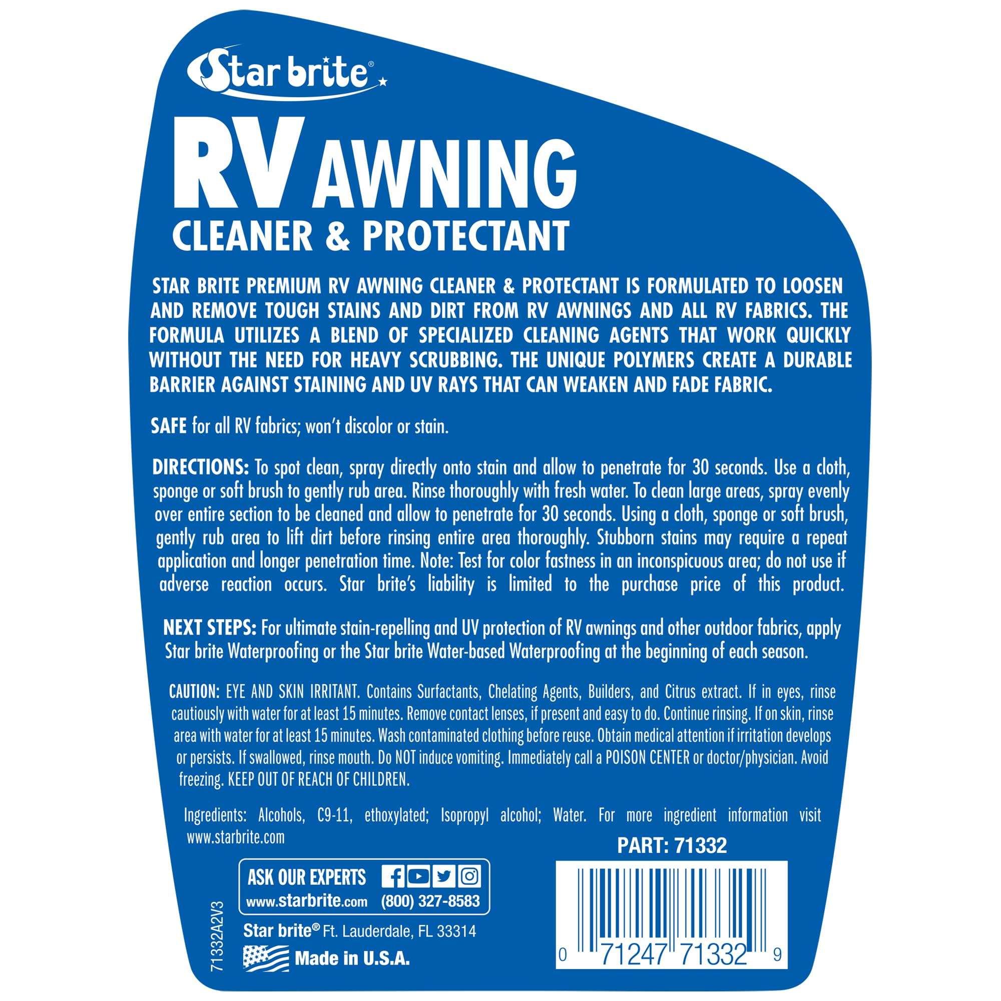 Star brite stain removal on fabric and vinyl demonstrates cleaning power.