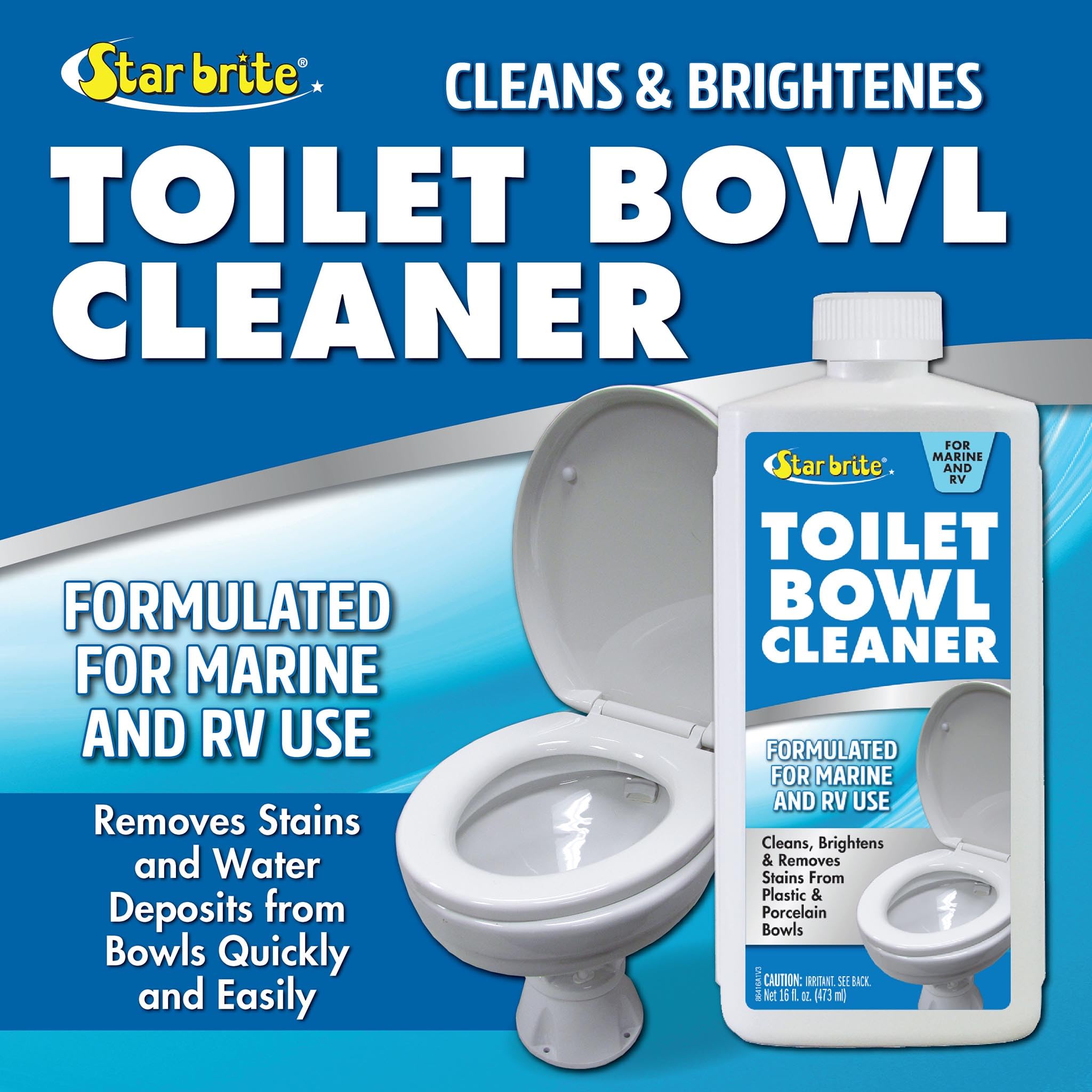 STAR BRITE bottle in a marine bathroom with a fresh scent ambiance.