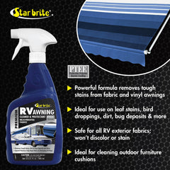 Star brite UV protection barrier preserves awning color and integrity.