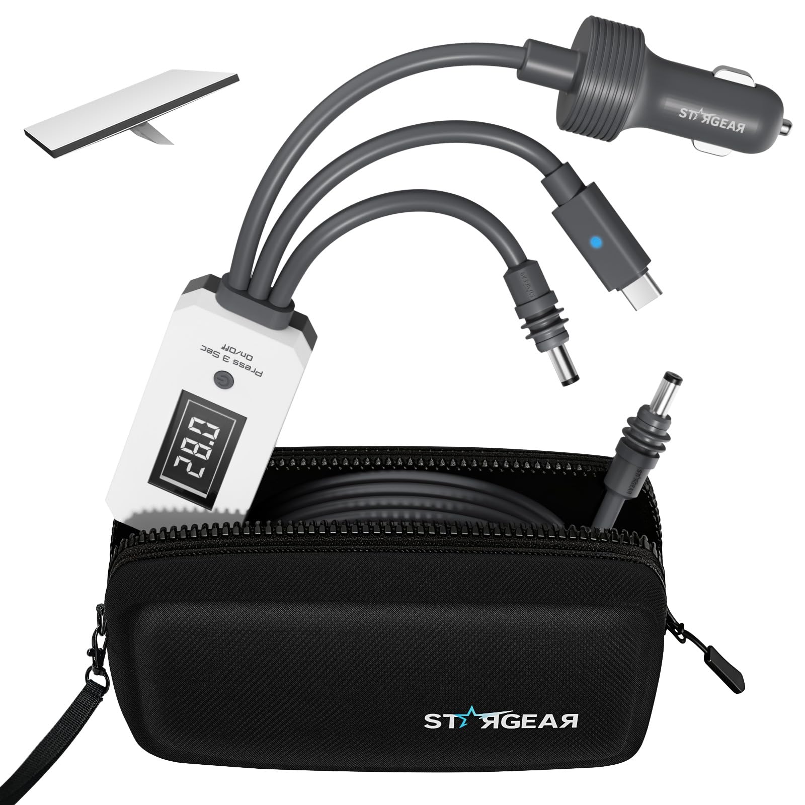 STARGEAR Starlink Mini Cable, 3-in-1 view, showing versatile power inputs for mobile use.