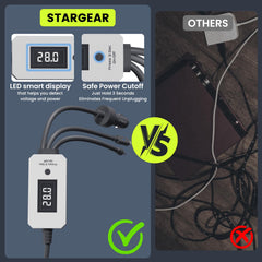 STARGEAR Starlink Mini Cable with DC-DC charger input for off-grid setups.