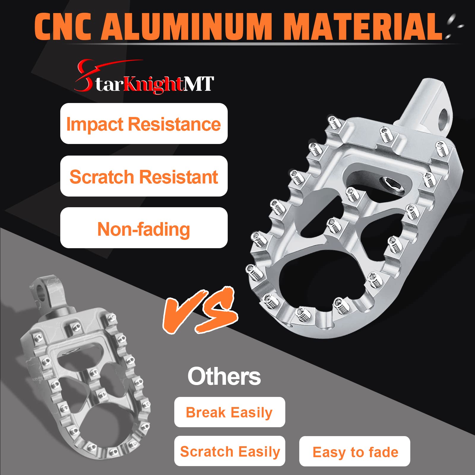 StarknightMT 7075-T6 aluminum construction for durable, high-strength riding components.