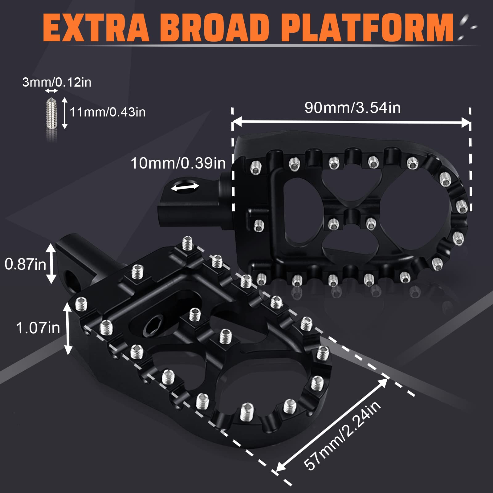 StarknightMT adjustable 360-degree footpeg demonstrating flexible angle fit.