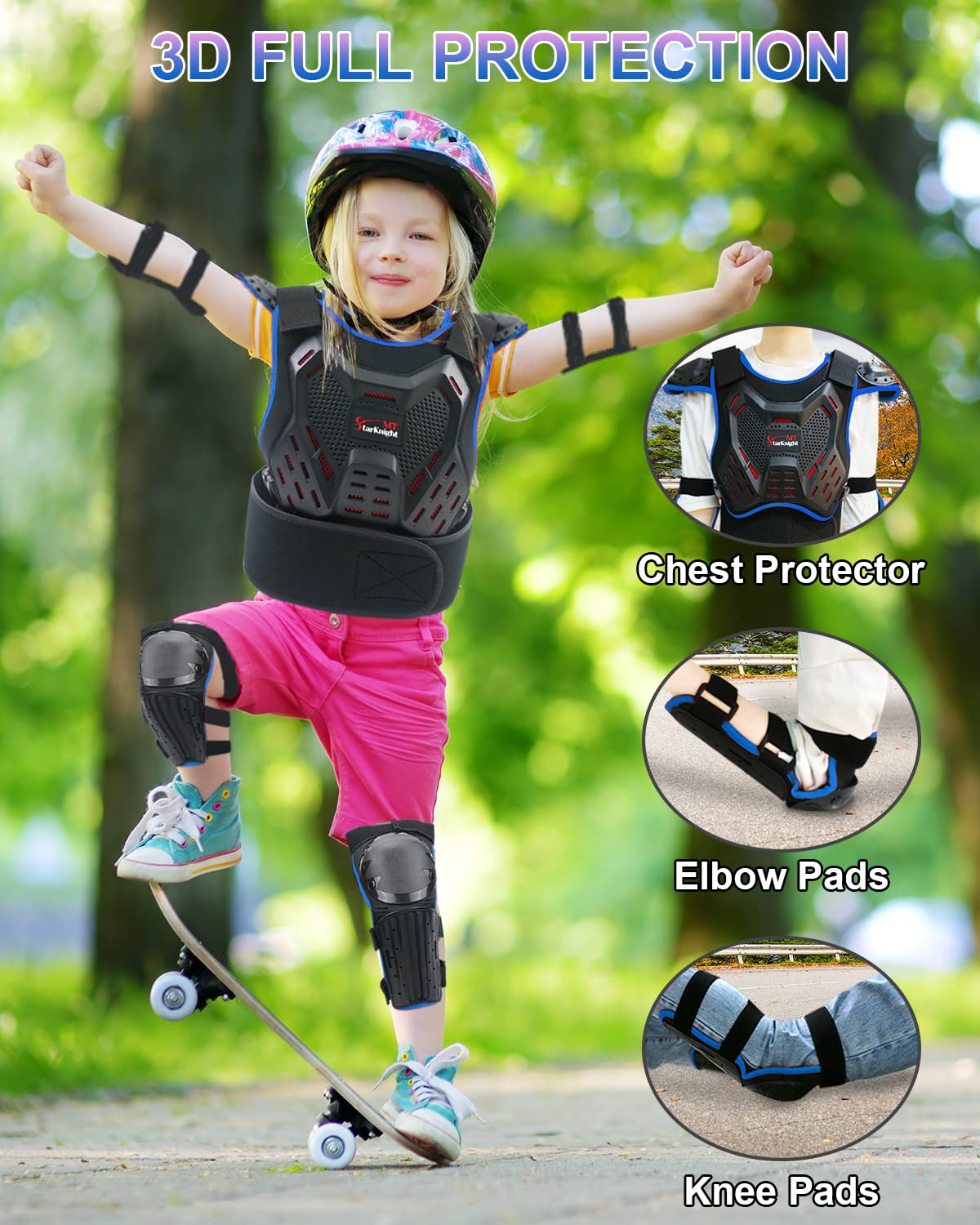 StarknightMT back protector blue offers full-spine coverage for off-road adventures.