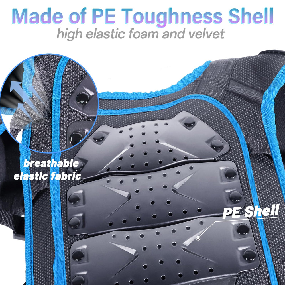 StarknightMT blue chest protection detail demonstrates secure fit