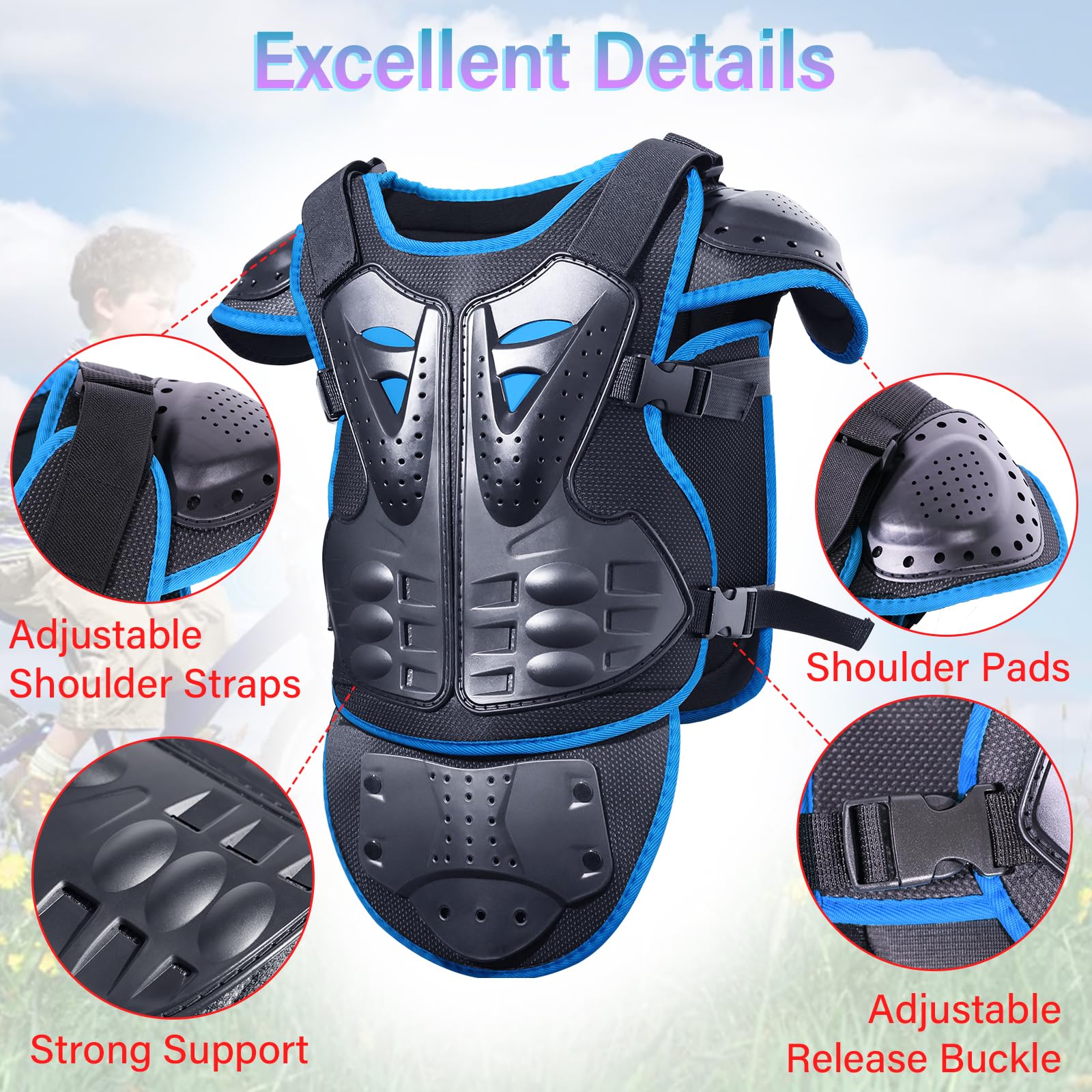 StarknightMT blue elbow pads close-up with snug straps