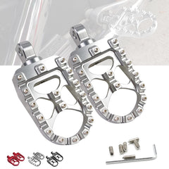 StarknightMT CNC wide fat foot pegs with 360° rotation for versatile riding positions.