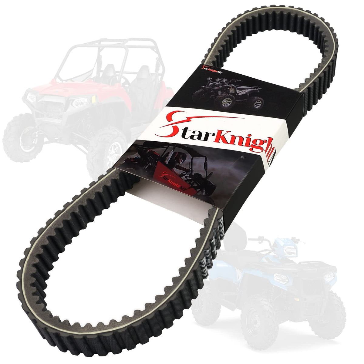 StarknightMT drive belt 3211113 on Polaris Ranger front view for reliable power transfer.